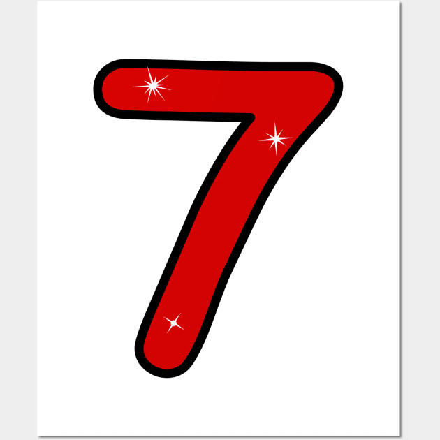 seventh, seven, number seven, 7 years, 7 year old, number 7,  Numeral 7, 7th birthday gift, 7th birthday design, anniversary, birthday, anniversary, date, 7th grade Wall Art by grafinya
